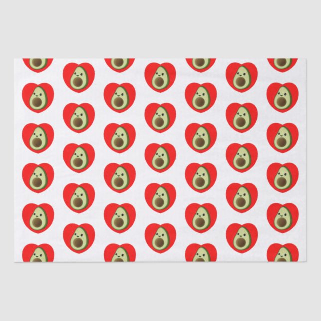 Papel De Seda Animação De Bebê Bonita Avocado No Coração Vermelh (Frente )