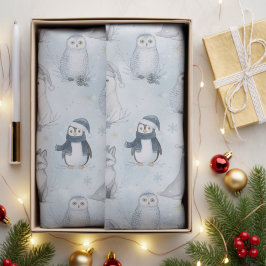 Papel De Seda Animais Árticos de Inverno Animais Polares Fofos N