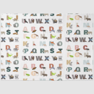 Papel De Seda Animais Cutados do Alfabeto ABC