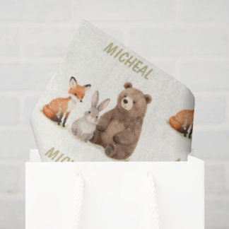 Papel De Seda Animais da floresta de Monograma