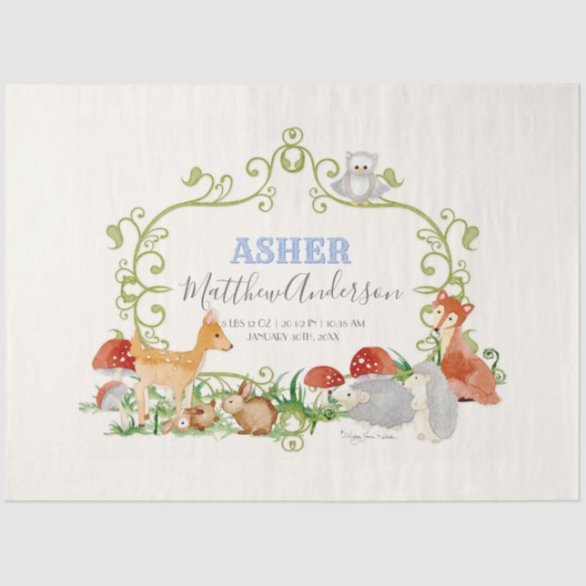 Papel De Seda Animais Da Floresta Deer Fox Hedgehog Stats (Frente )