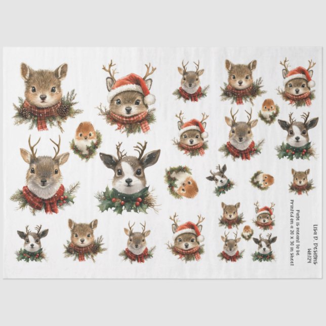 Papel De Seda Animais da Floresta Natal (Frente )