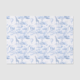 Papel De Seda Animais da Savana Azul Toile de Jouy Poeira