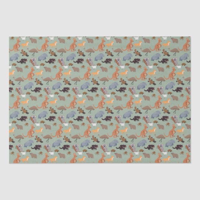Papel De Seda Animais da Vida Selvagem Aussie da Austrália (Frente )