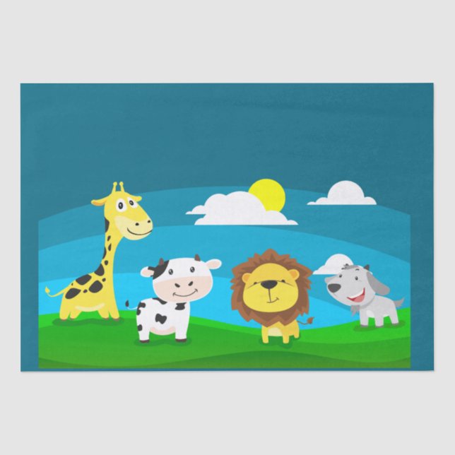 Papel De Seda Animais de desenho animado     (Frente )