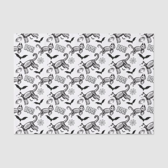 Papel De Seda Animais de Esqueleto Branco (Frente )