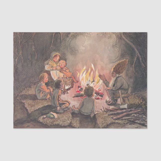 Papel De Seda Animais de floresta e crianças Elsa Beskow (Frente )