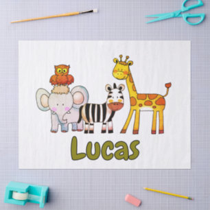 Papel De Seda Animais de Safari de Desenho Animado Fofo nome per