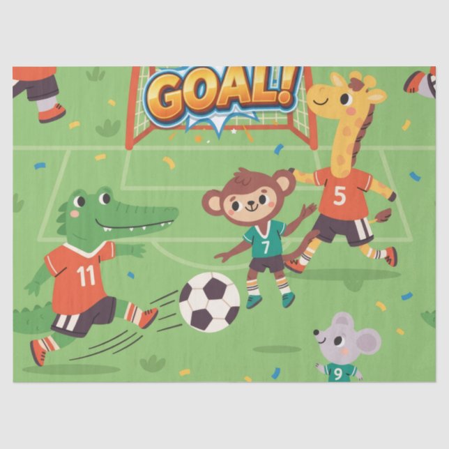 Papel De Seda Animais Divertidos de Futebol (Frente )