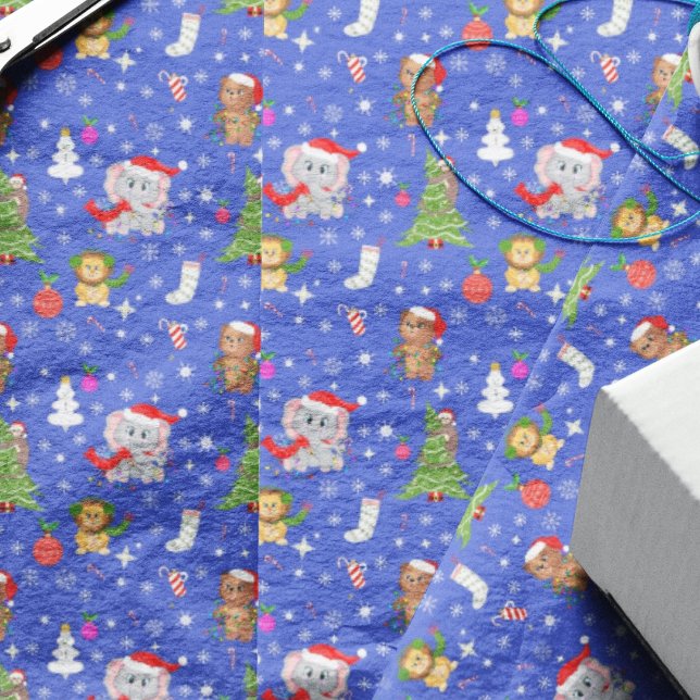 Papel De Seda Animais do Zoológico de Natal no Azul Céu (Criador carregado)