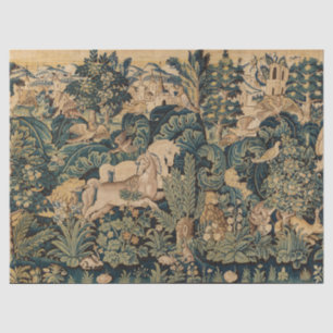 Papel De Seda ANIMAIS FANTASMAS, CAVALOS, WOODLAND Blue Green Fl