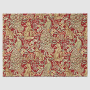 PAPEL DE SEDA ANIMAIS FLORESTAIS, FOX, PEACOCK, ORELHA NA FLORAL