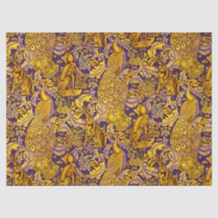 PAPEL DE SEDA ANIMAIS FLORESTAIS,FOX,PEACOCK,PEPAR DOURADO