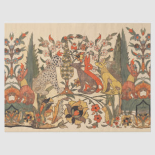 PAPEL DE SEDA ANIMAIS FLORESTAIS, LEOPARDOS, JACKALS, COELHOS, F