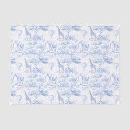 Papel De Seda Animais Safari Toile Azul de Jouy Dusty