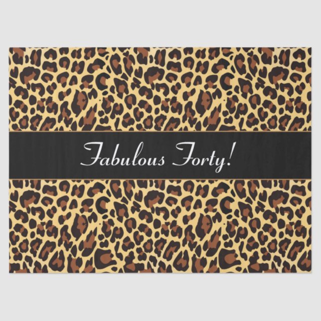 Papel De Seda Aniversário 40 A23 fabuloso do leopardo preto (Frente )