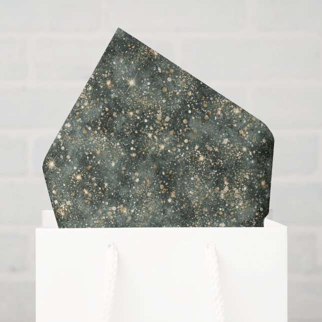 Papel De Seda Aniversário Brilho Ouro Verde (Sacola de presentes)