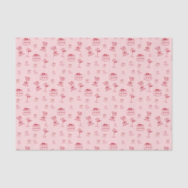 Papel De Seda Aniversário Cereja no Topo (Frente )