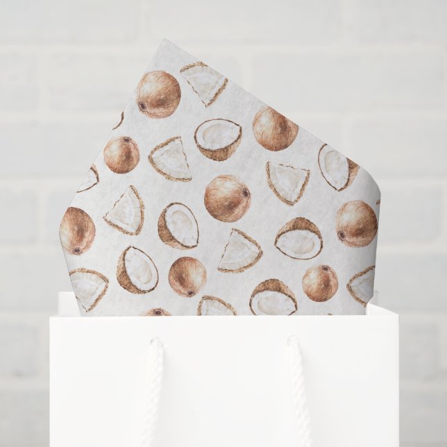 Papel De Seda Aniversário Coco Tropical Creme Marrom (Sacola de presentes)