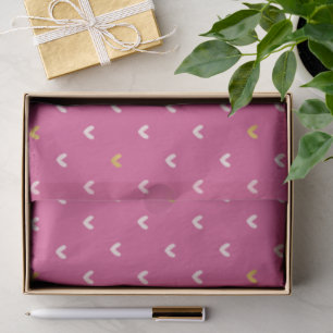 Papel De Seda Aniversário Corações Rosa Dourado Chic
