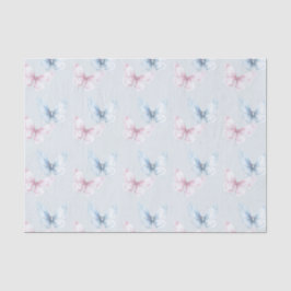 Papel De Seda Aniversário das Borboletas Azuis Bonitas e Rosas