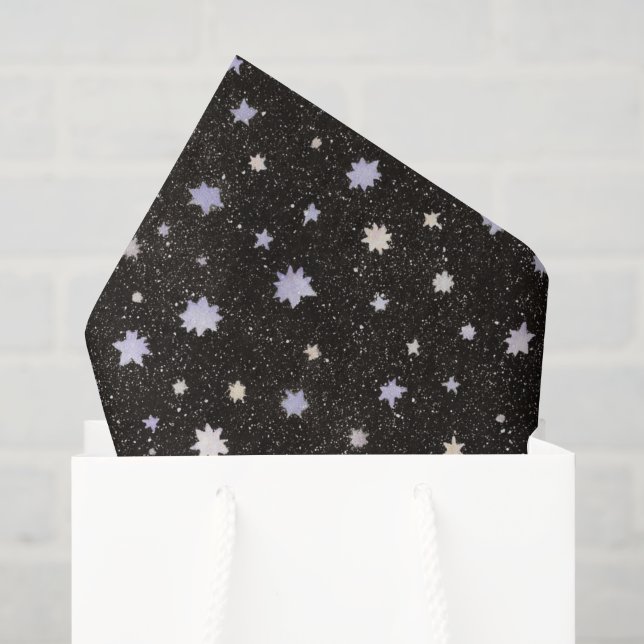 Papel De Seda Aniversário das Estrelas Roxas Pretas (Sacola de presentes)