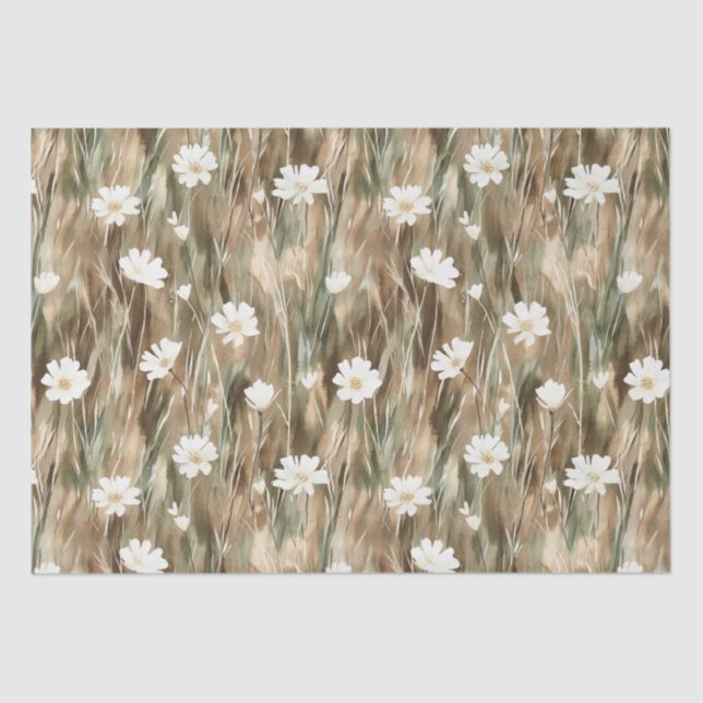 Papel De Seda Aniversário das Flores da primavera Branca (Frente )