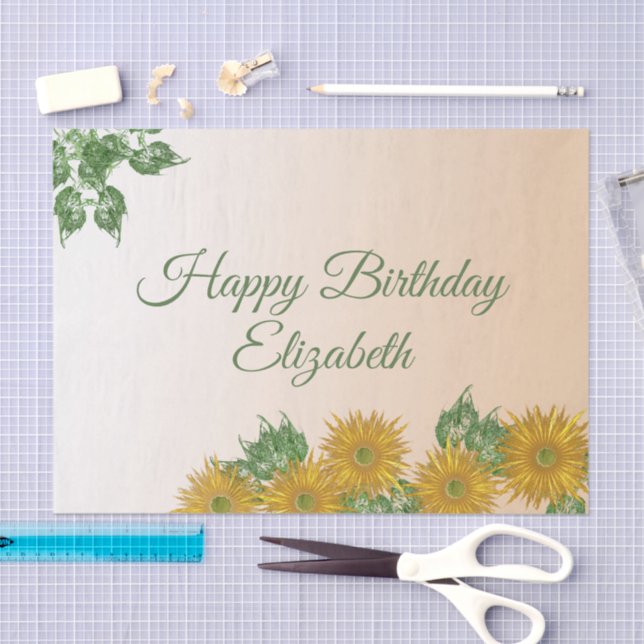 Papel De Seda Aniversário das Flores de Arte de Ouro Personaliza (Arte )