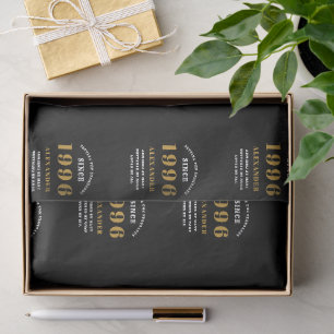 Papel De Seda Aniversário de 30 anos 1996 Preto Dourado Chic Ele