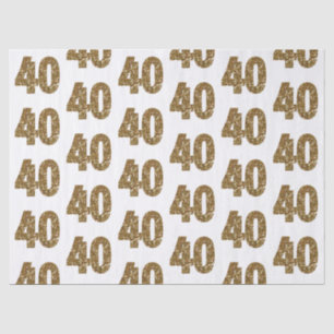 Papel De Seda aniversário de 40 anos de brilho Dourado