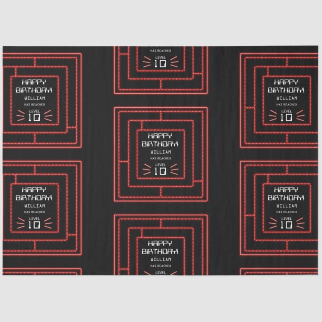 Papel De Seda Aniversário de criança Neon do Jogo de Vídeo com A (Frente )