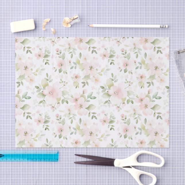 Papel De Seda Aniversário de Flores Cor-de-Rosa Bonito (Arte )