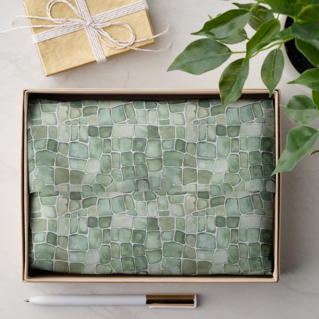 Papel De Seda Aniversário de Impressão de Jacaré Verde (Presente)