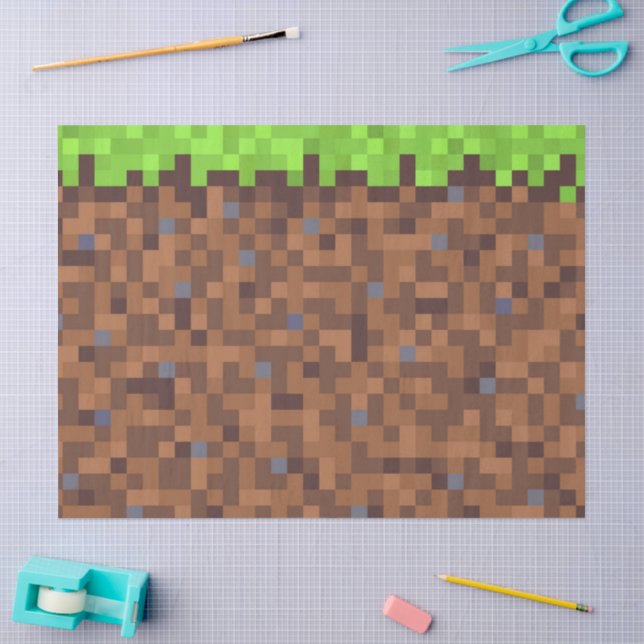 Papel De Seda Aniversário de jogador de grama pixel (Arte )