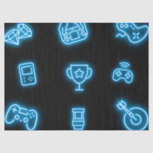 Papel De Seda Aniversário de jogos de vídeo neon qualquer ano