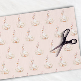 Papel De Seda Aniversário de Meninas Rosa Elegante Ganso Bobo