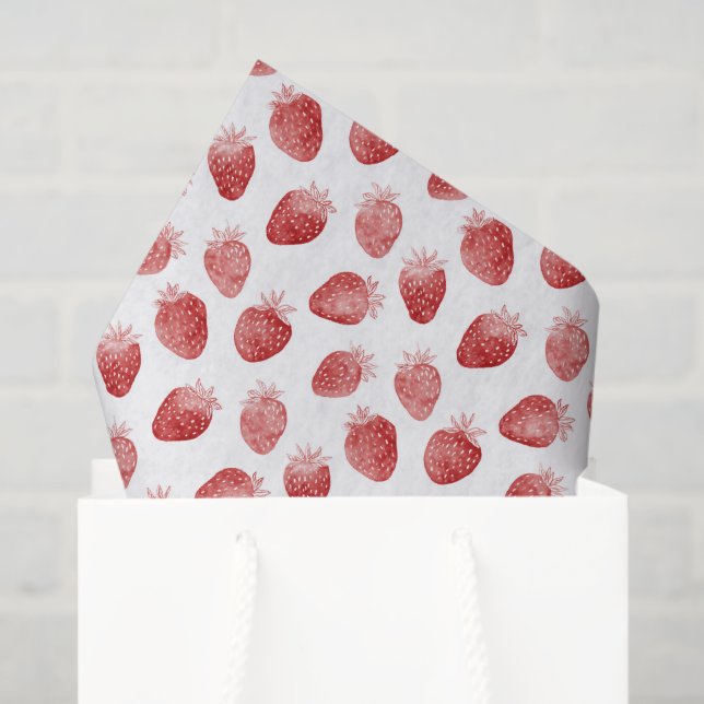 Papel De Seda Aniversário de Morangos Vermelhos (Sacola de presentes)