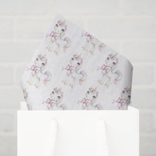 Papel De Seda Aniversário de Unicórnio Rosa Fofo