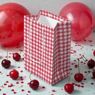 Papel De Seda Aniversário do Bebê com Cereja em Xadrez Vermelho