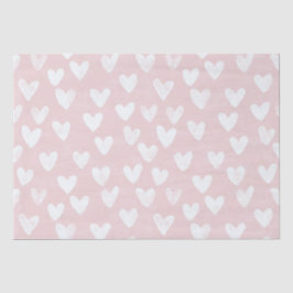 Papel De Seda Aniversário do Corações Brancos Rosa Girly