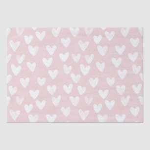 Papel De Seda Aniversário do Corações Brancos Rosa Girly