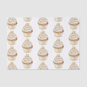 Papel De Seda Aniversário do Cupcake do Coração de Creme Branco 