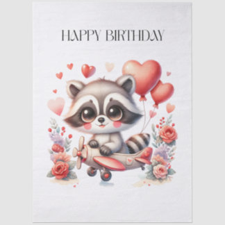 Papel De Seda Aniversário do Guaxinim Voador