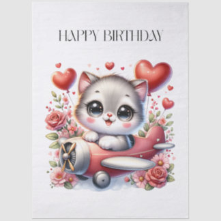 Papel De Seda Aniversário do Piloto de Gatinhos
