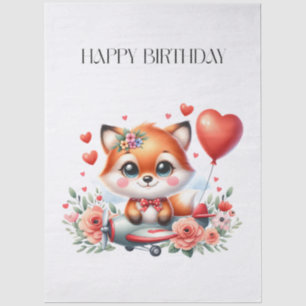 Papel De Seda Aniversário do Piloto de Raposa Fofa