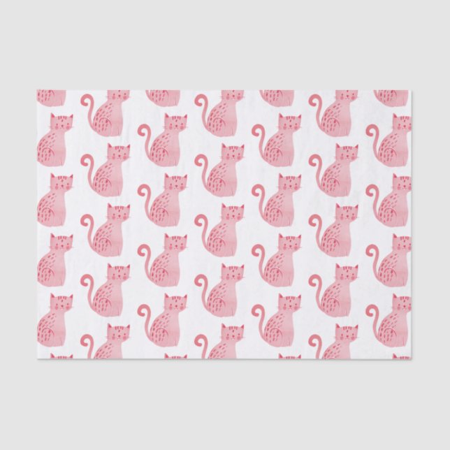Papel De Seda Aniversário dos Gatos Rosa (Frente )