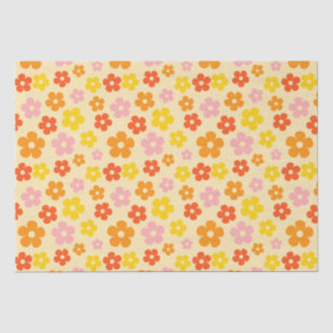 Papel De Seda Aniversário feliz do Flor Laranja Boho