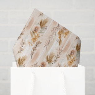 Papel De Seda Aniversário Floral Boho Creme Rústico