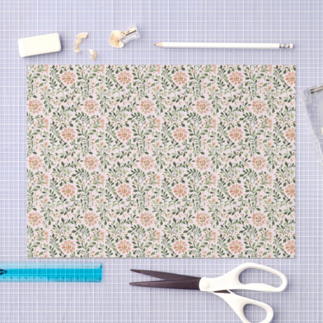 Papel De Seda Aniversário Floral Pink Chic  (Arte )