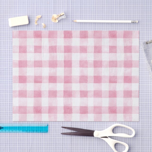 Papel De Seda Aniversário Listras Xadrez Branco Rosa (Arte )